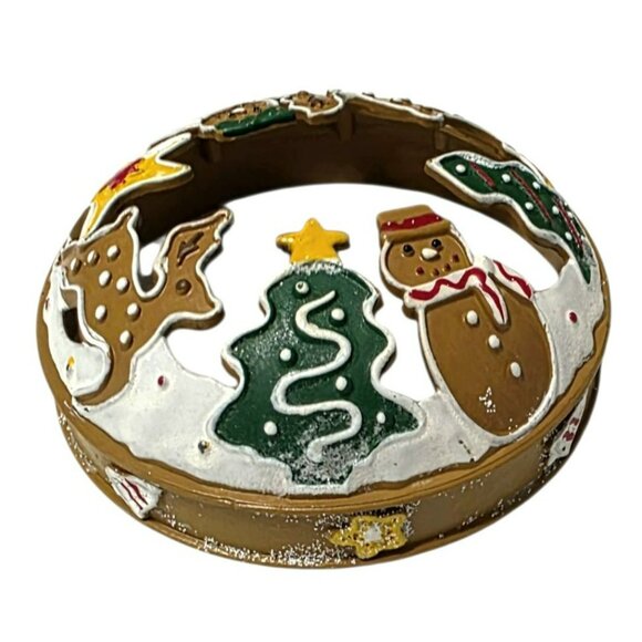 Yankee Candle Gingerbread Cookie Illuma Lid Jar Topper Reindeer Snowman Stars - Picture 2 of 8